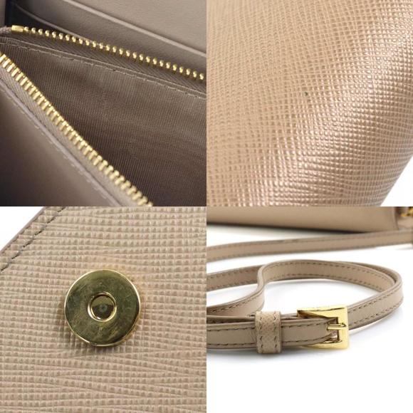 PRADA Shoulder Wallet Leather Beige Women's - Picture 4 of 5